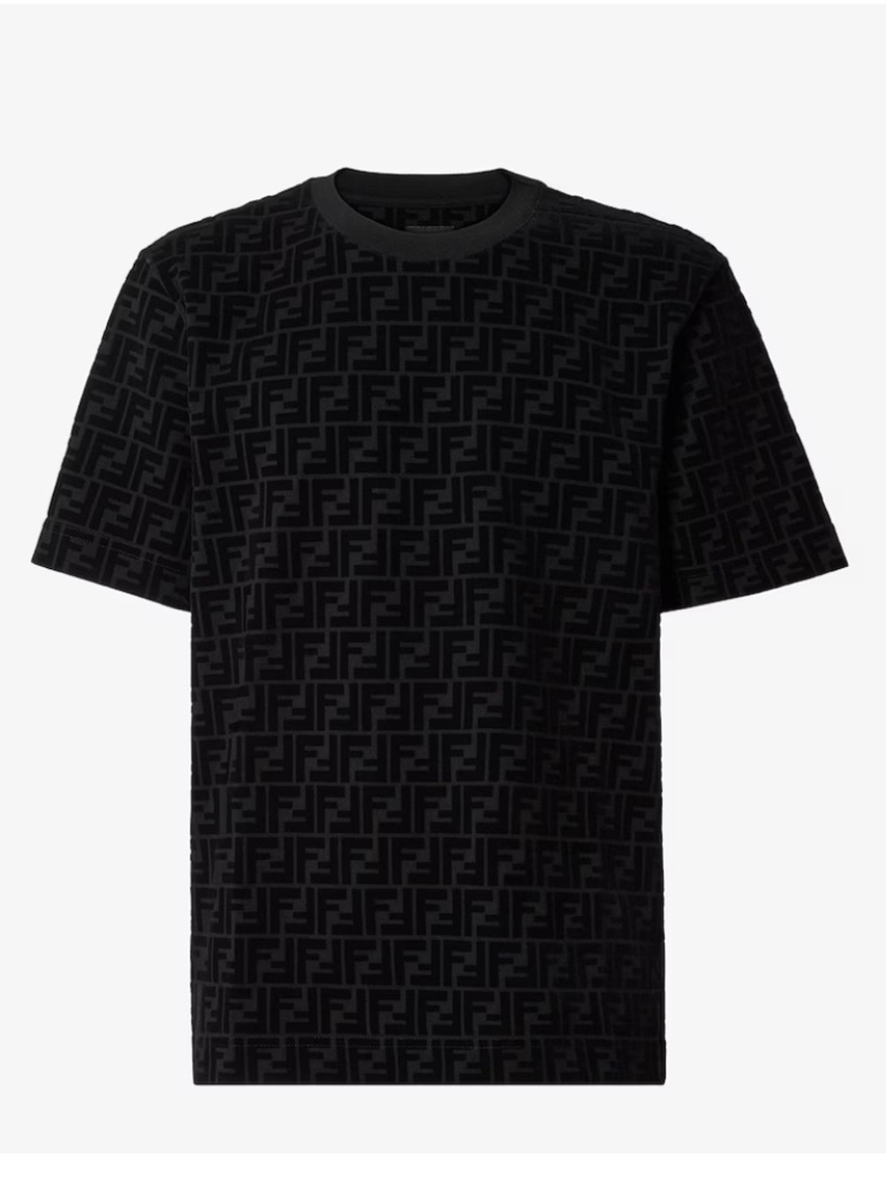Fendi Men's Black Pique T-Shirt FF Monogram Large